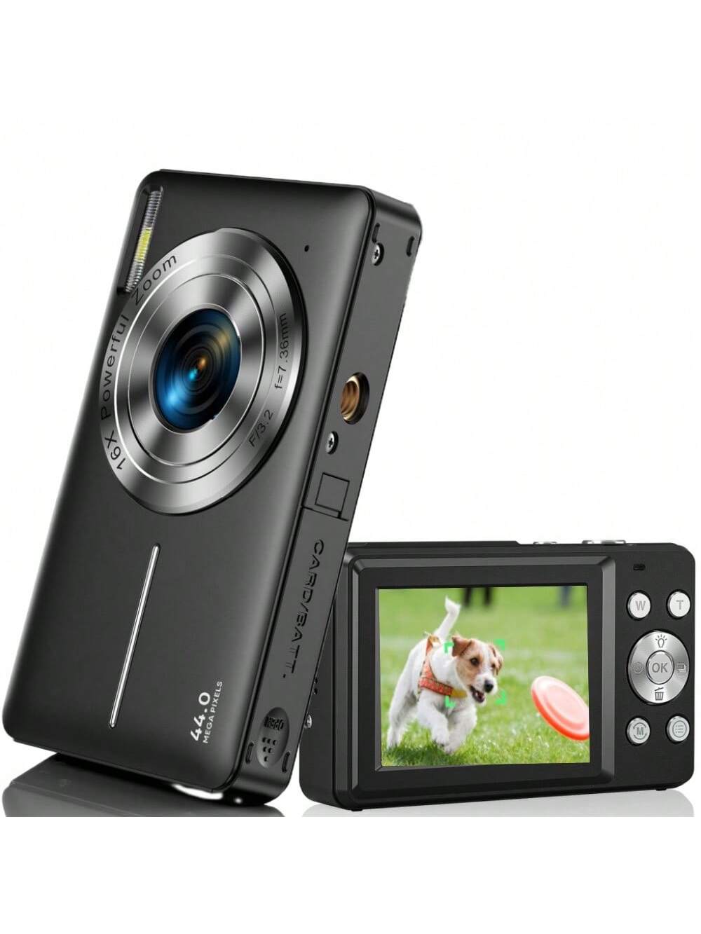 FHD 1080P Digital Camera, 44MP Point And Shoot, 16X Zoom, Anti-Shake, Vlogging