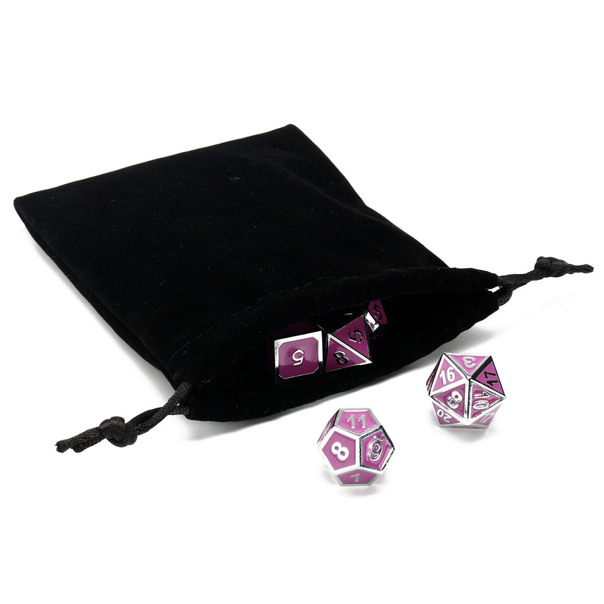 7 Pcs Multisided Dice Heavy Metal Polyhedral Dice Set Role Playing Games Dices with Bag