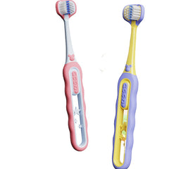 Children's 3-Sided Toothbrush - Soft Bristle for Ages 3-12, 2-Pack