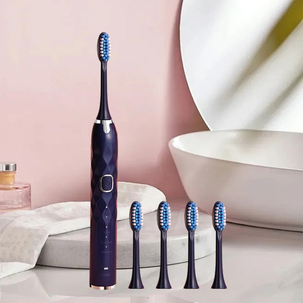 Electric Toothbrush Set - 5 Modes, IPX7 Waterproof, 5 Soft Heads for Adults & Kids