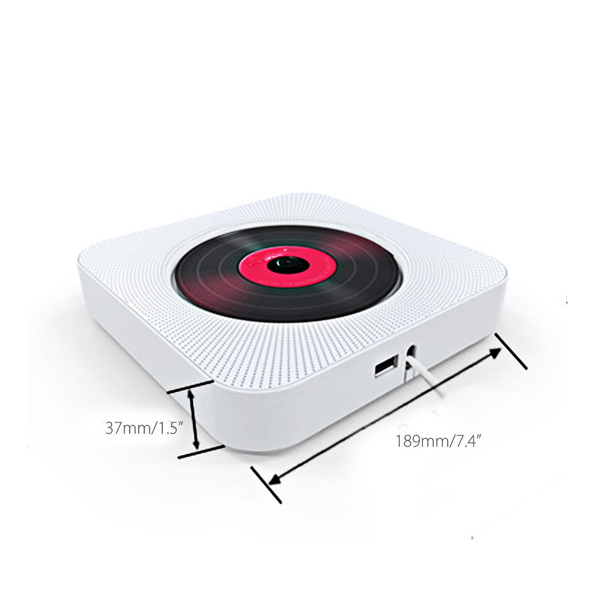 Wall Mounted Bluetooth CD Player Portable Home Audio Box with Remote Control FM Radio Built-in HiFi Speakers MP3