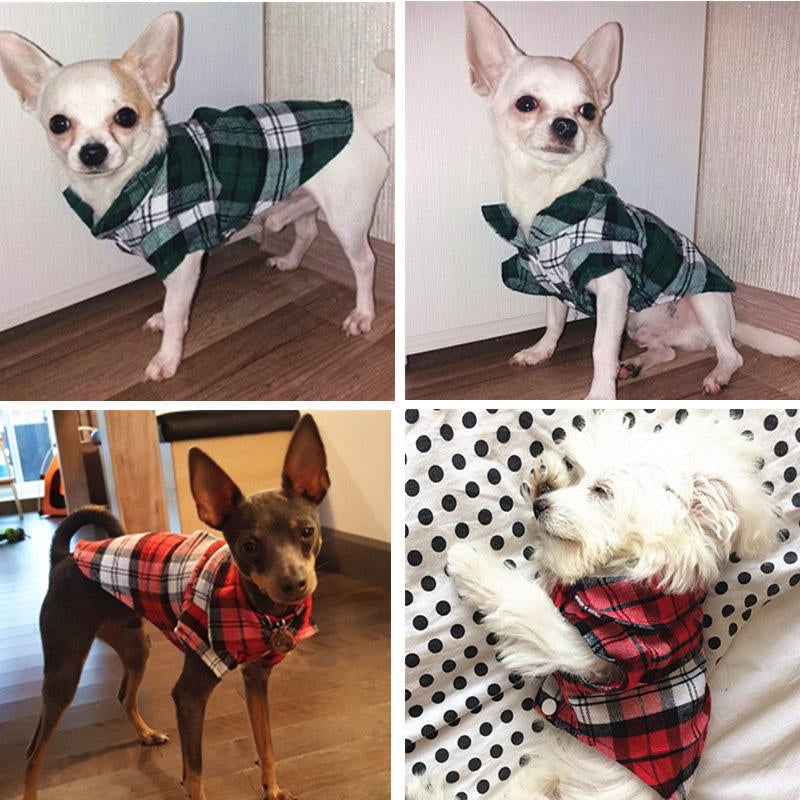 Pet Dog Clothes Soft Puppy Spring Summer Plaid Shirt Outfits Pet Clothing Pet T-shirt