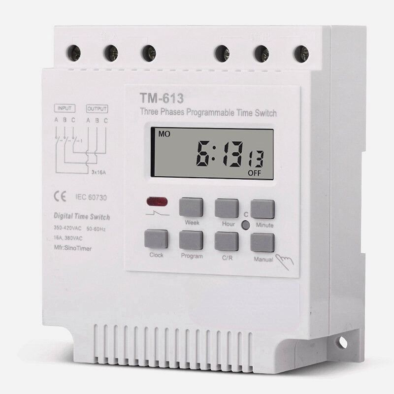 Three Phase 380V Timer Programmable Switch LCD Digital Timer Switch with Backlight