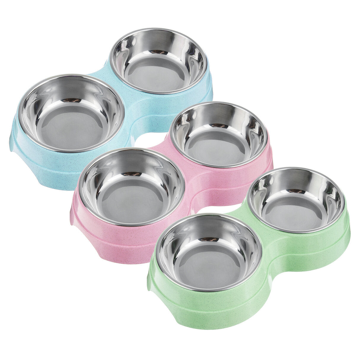 Stainless Steel Double Bowls Pet Food Water Bowl Cat Dog Puppy Feeder Pet Water Food Dish