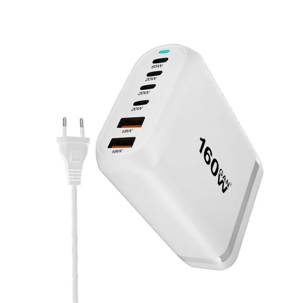 160W GaN 6-Port USB PD Charger, Fast Charging Station for iPhone, Hui, Samsung, Xiaomi