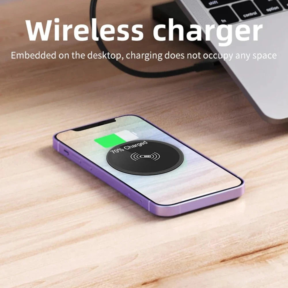 15W Built-in Desktop Wireless Charger for QI, iPhone 13/12, Galaxy S22/S20U