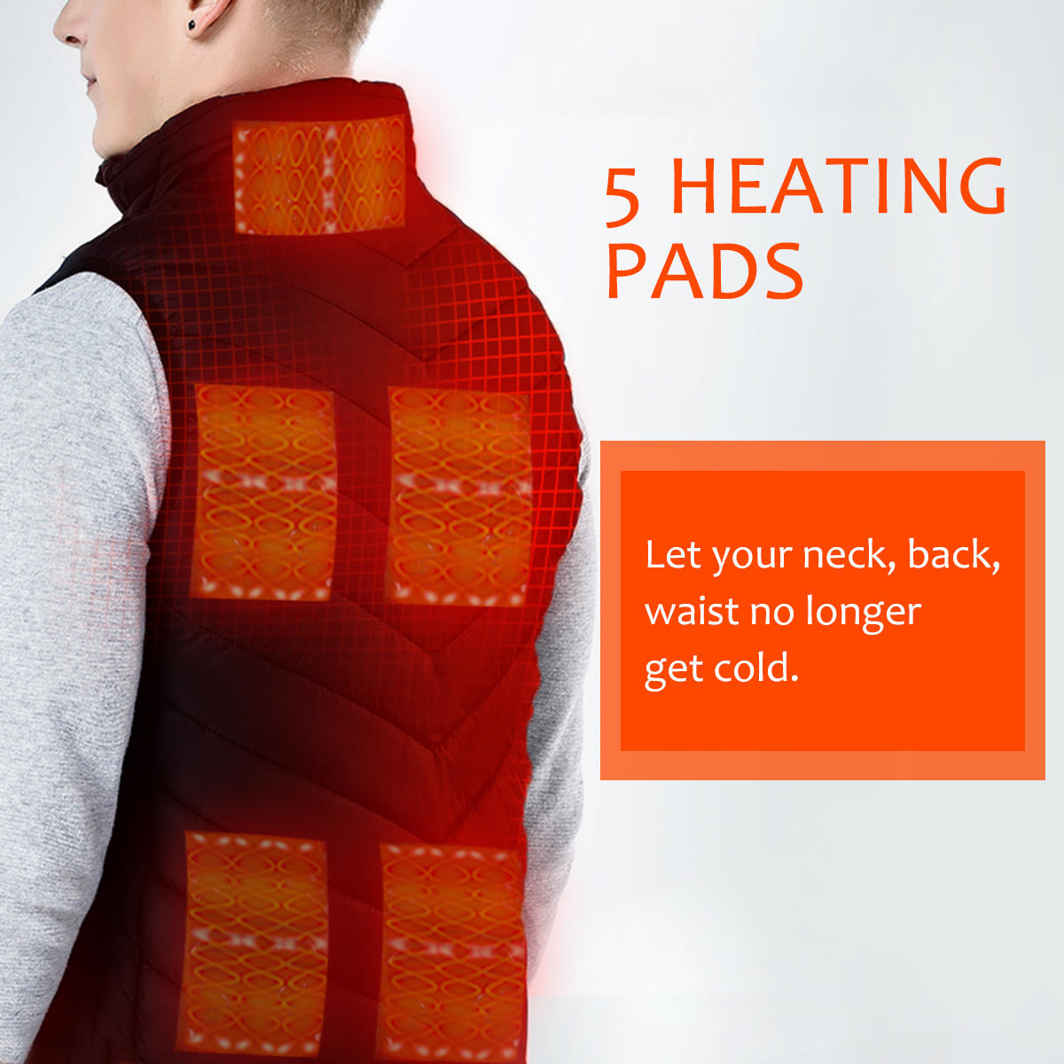 5 Heating Pads USB Electric Vest Heated Jacket USB Warm Up Winter Body Warmer Coat
