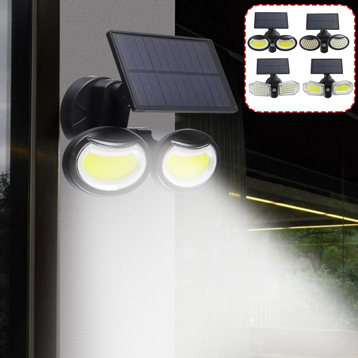 Double Head Motion Sensor LED Solar Light Outdoor Spotlight  Waterproof Rotatable Wall Lamp