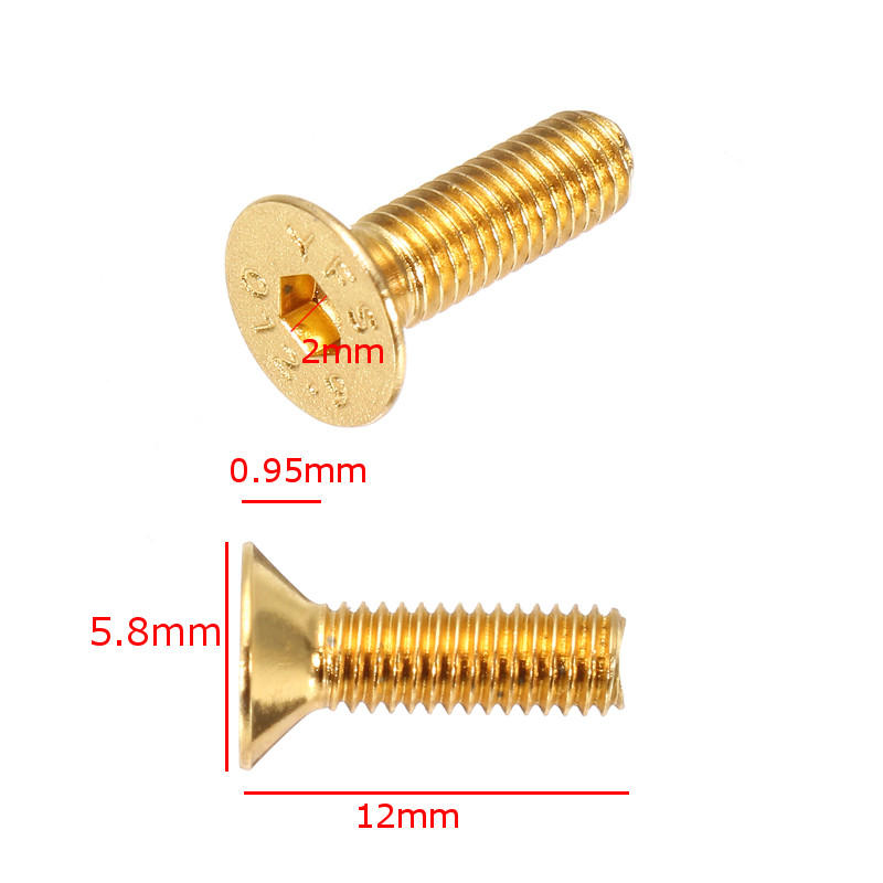 10Pcs M3*10 Countersunk Head Hex Socket Screws Steel Alloy Titanium Plating Gold