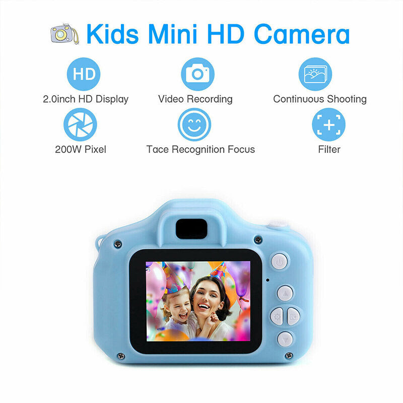 Cartoon Anti-fall Mini Children Camera 2.0 inch Screen Support Photo Video Game Function Birthday Gift Kids LCD HD Rechargeable Video Toddler Educational Toy