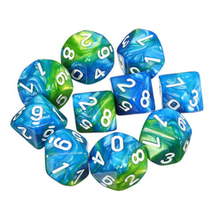 10pcs 10 Sided Dice D10 Polyhedral Dice RPG Role Playing Game Dices w/ bag