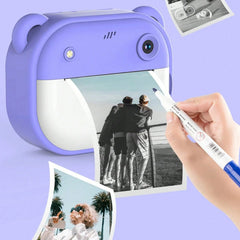 Instant Mini Printing Camera, Zero Ink, 1080P Selfie Video, 2.4-Inch IPS Screen, Learning Camera