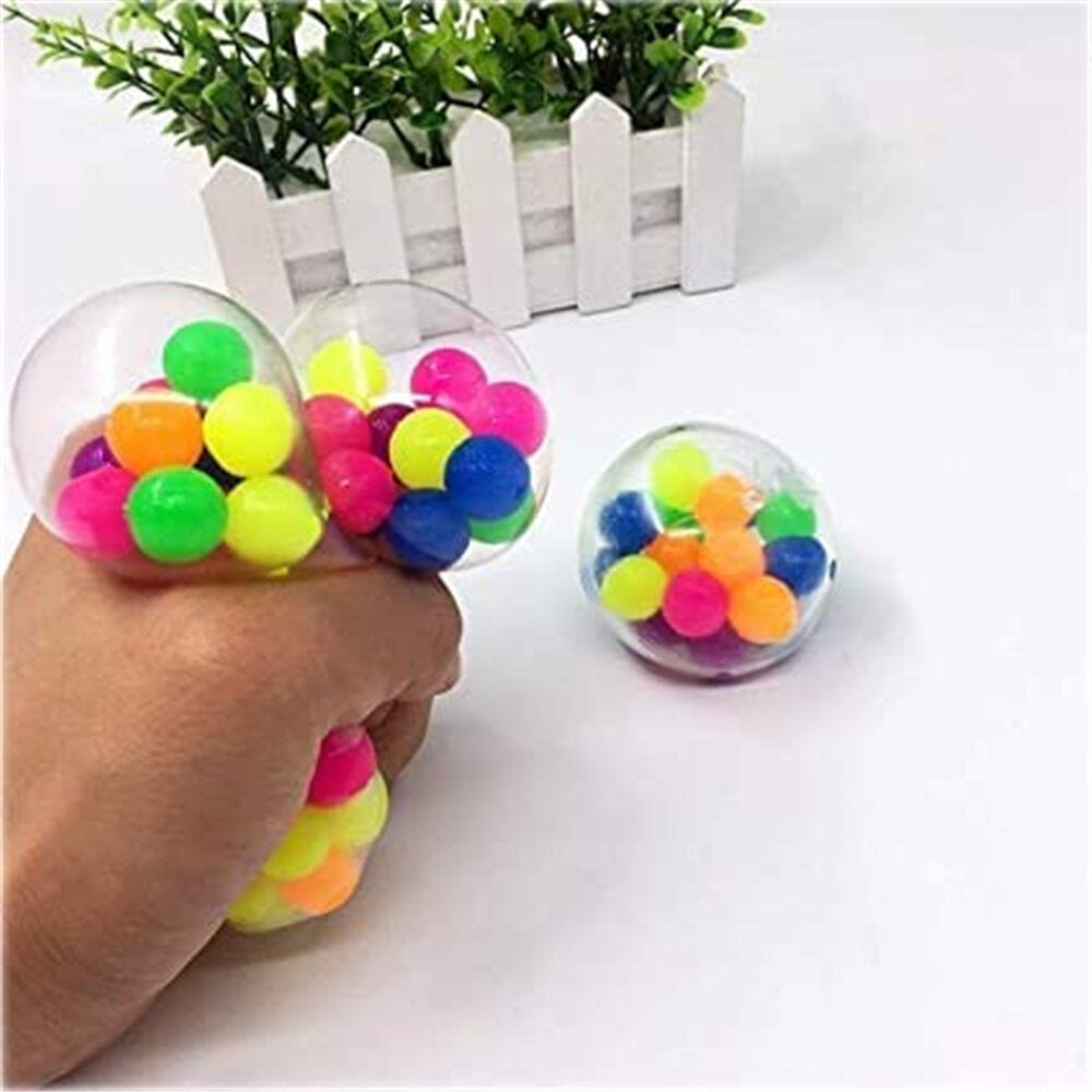 Silicone Stress Relief Rainbow Squeeze Balls Toy for Kids and Adults