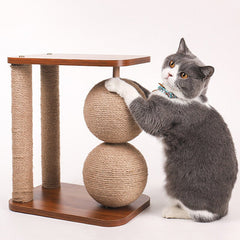 Cat Toy Wooden Bottom Plate Circular Grinding Claw Ball Cat Toy Climbing Frame Cat Toy With Sisal Ball