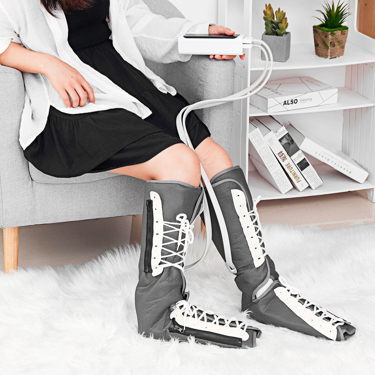 Foot Massager Electric Leg Massager Household Air Wave Airbag Pressing Calf Heating Therapy Device with Remote Control