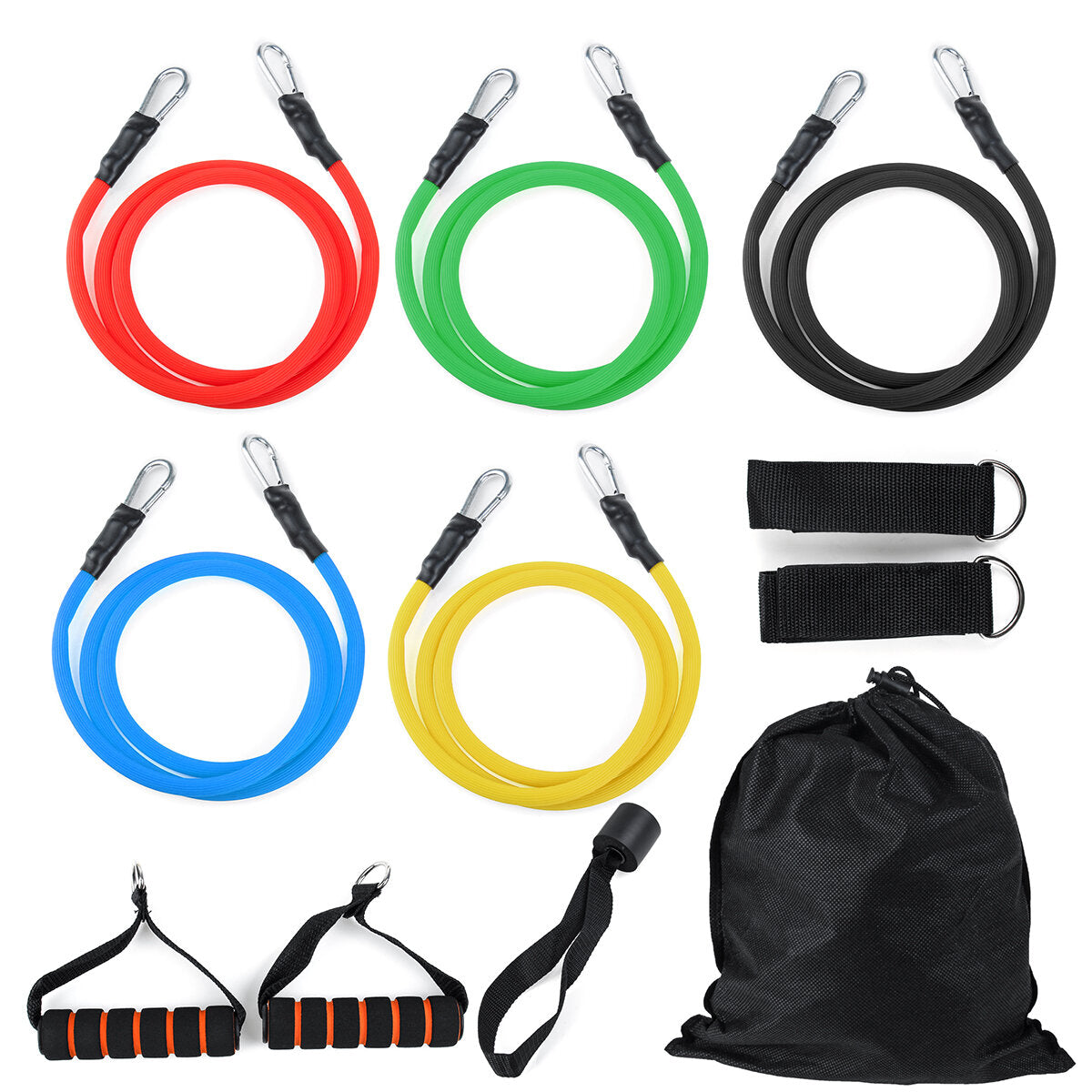 11pc Resistance Bands Set Home Fitness Exercise Straps Gym Training Strength Pull Tubes