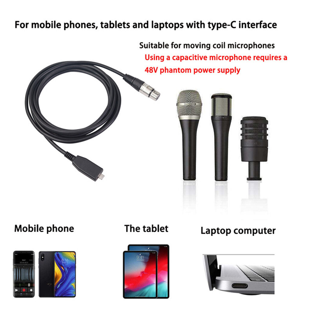 Mic Audio Cable 6mm Male To Female Microphone Recording Line 2/3M for Mobile Phones Tablets Laptops