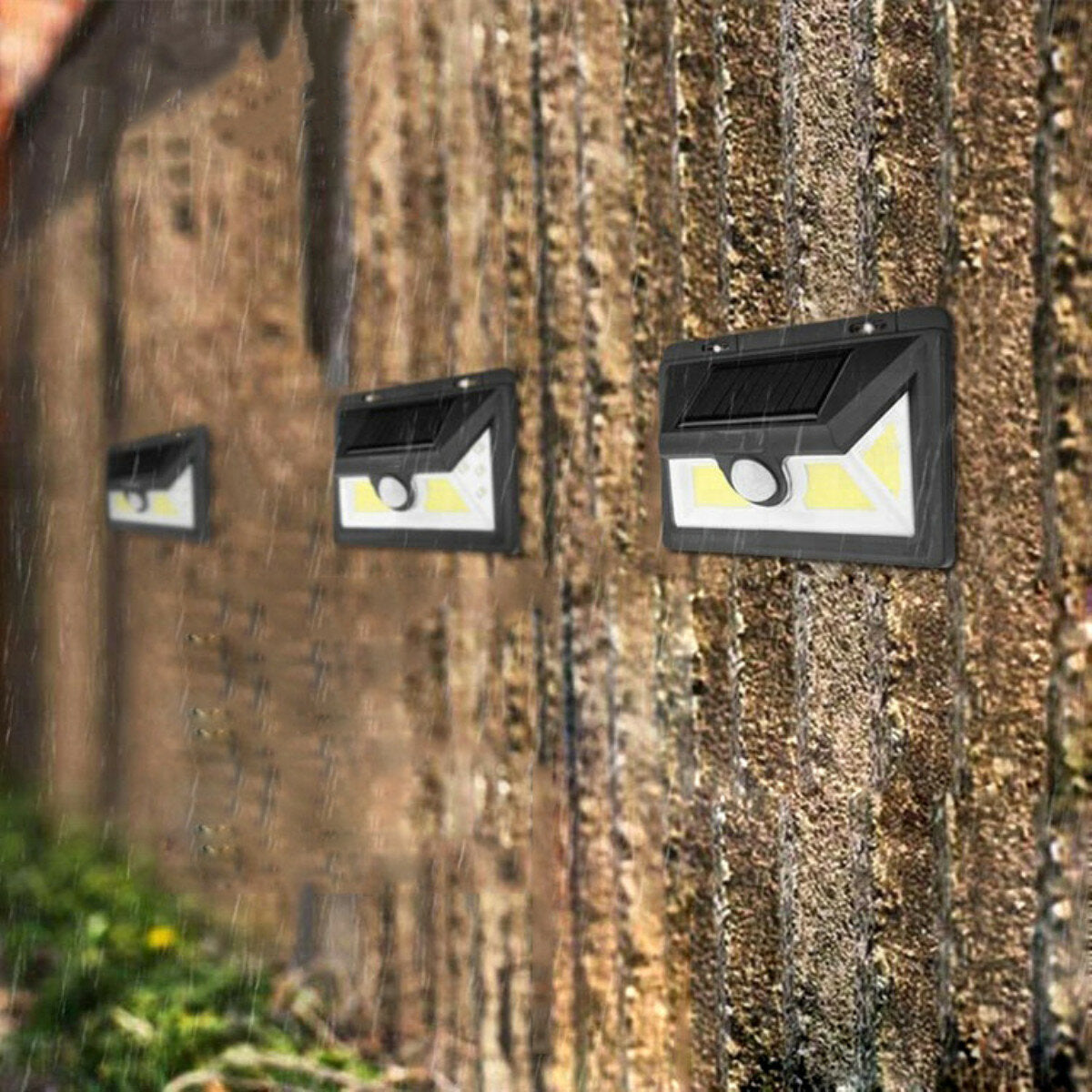 74 LEDs Solar PIR Motion Sensor Light Outdoor Garden Security Wall Bright Light