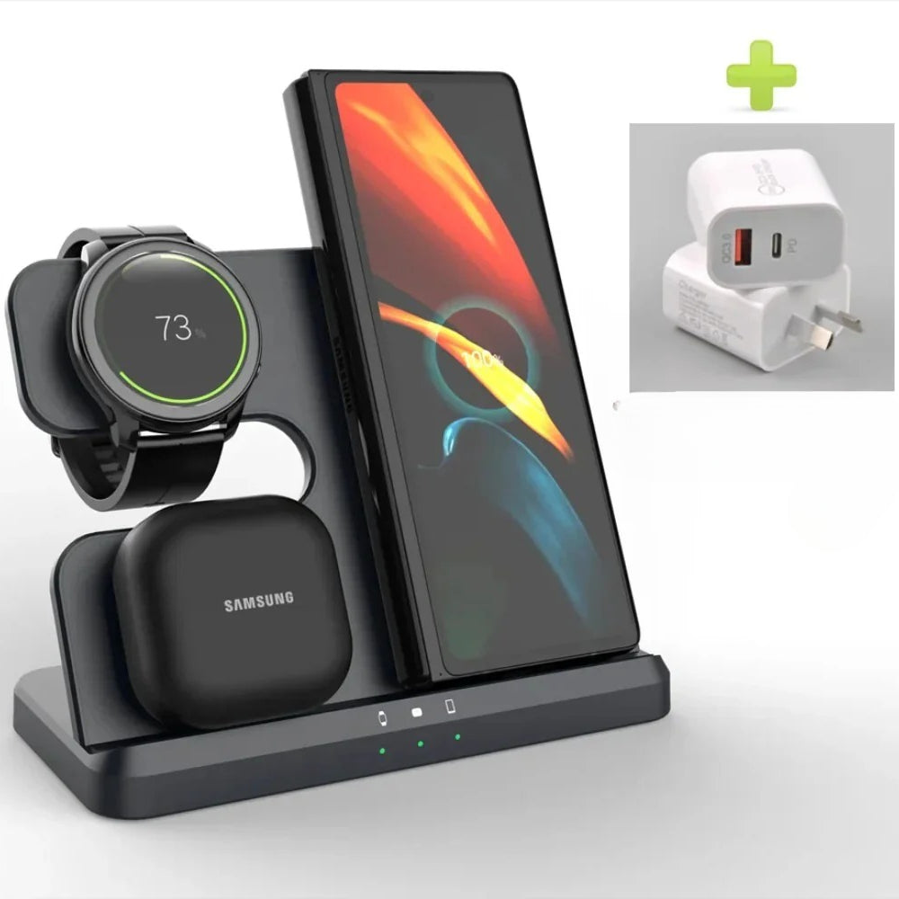 3-in-1 Wireless Charging Station for Samsung Galaxy Watch, S23 Ultra, Buds