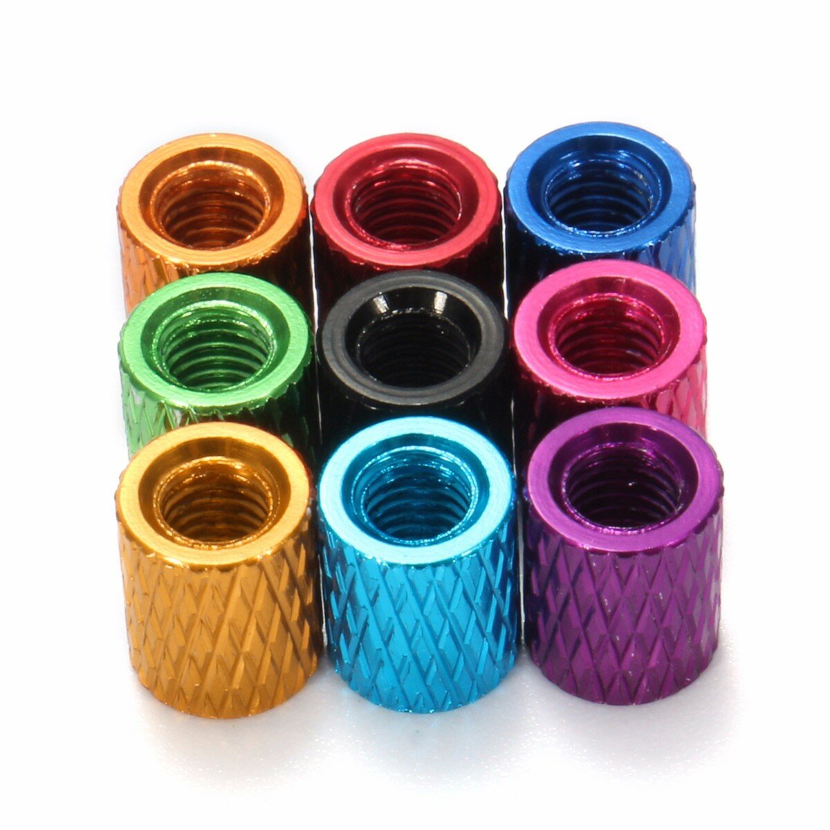 M3AS1 10Pcs M3 6mm Knurled Standoff Aluminum Alloy Anodized Spacer