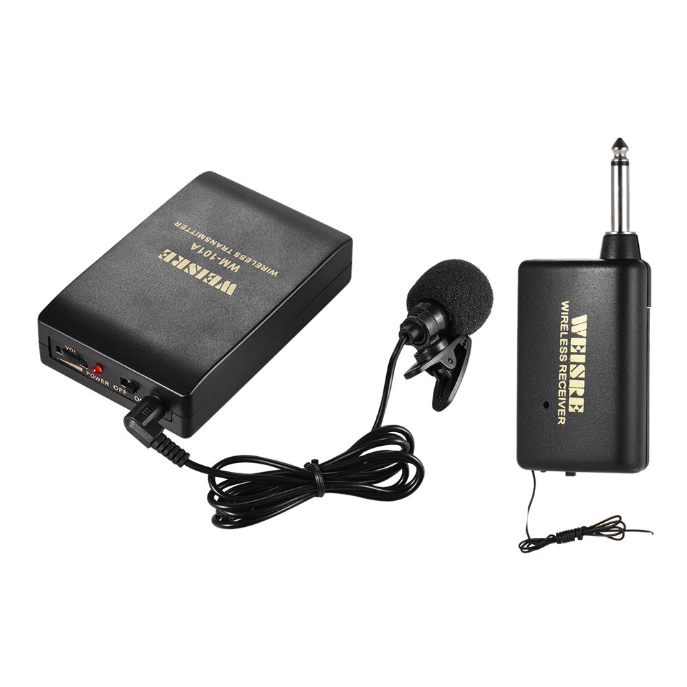 Wireless FM Transmitter Receiver Lavalier Lapel Clip Microphone Mic System 20M Receive Range