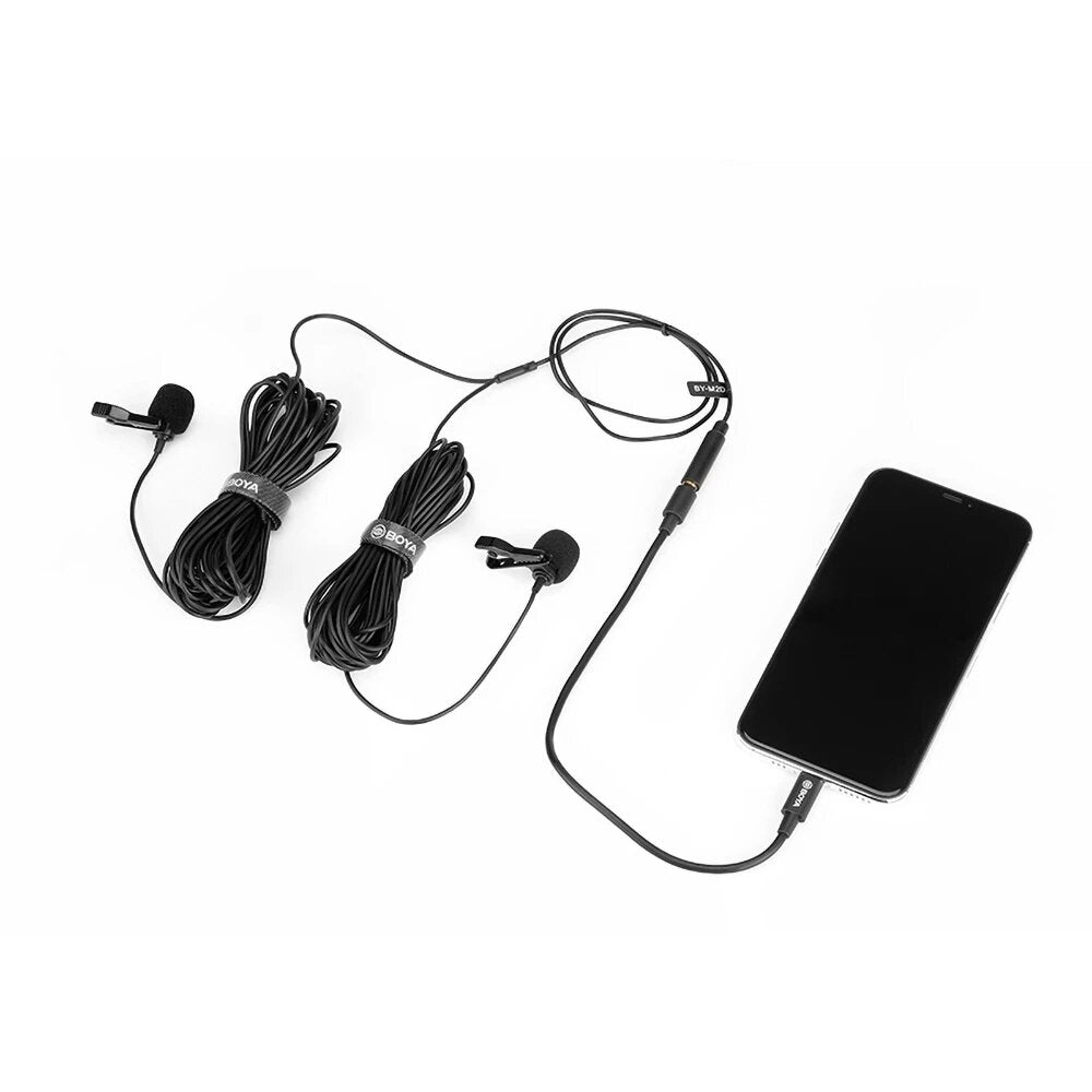 Dual Lavalier Microphone Omnidirectional Digital MFI Video Mic for iPhone 11 Pro Xs Max Xr iPad iPod Touch