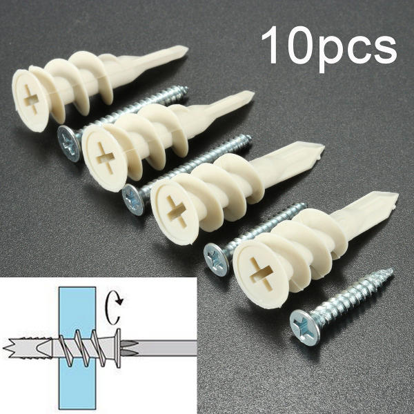 10Pcs Nylon Plate Board Cavity Wall Plug Fixing Speed A Anchor With Screws