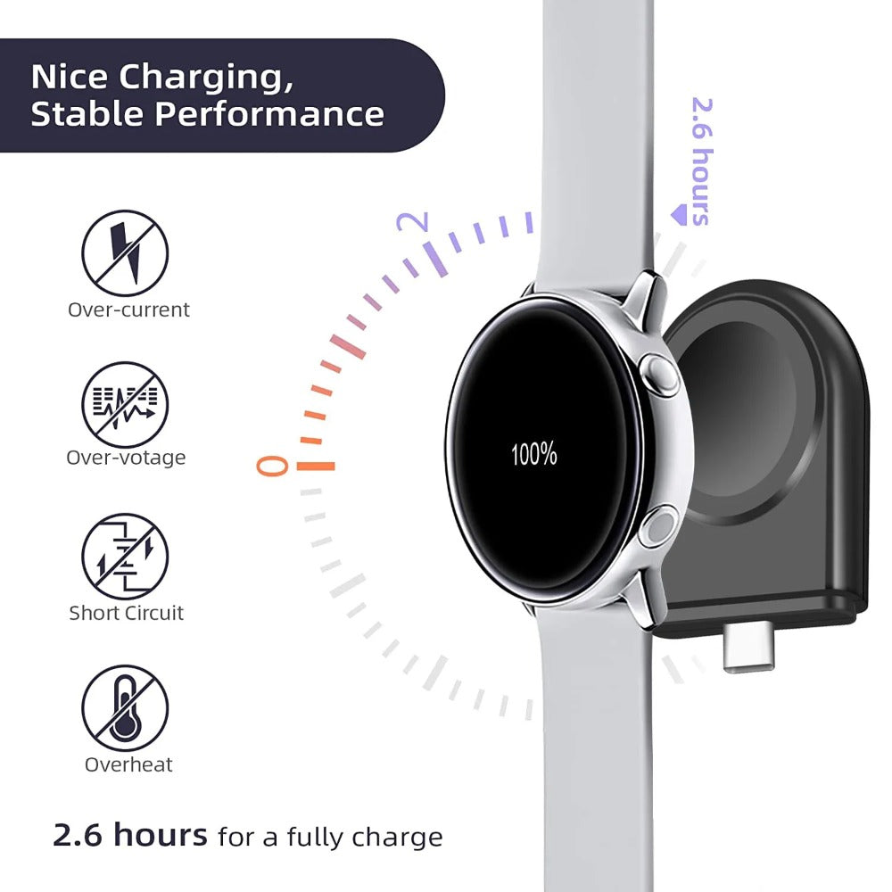 Fast Wireless Charger for Samsung Galaxy Watch 5/4/3/Active 2/1 Classic USB-C