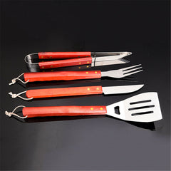 8Pcs BBQ Tools Set Stainless Steel Tableware Barbecue Grilling Accessories Kit with Portable Case for Outdoor Camping