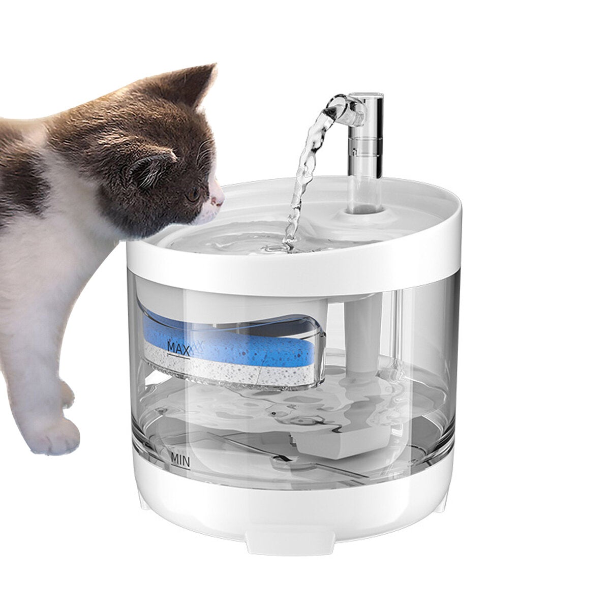 Cat Water Fountain Dog Dispenser 54oz 1.6L Autoxic Pet Drinking Transparent Upgraded Filter Adjustable Silent Pump Adapter