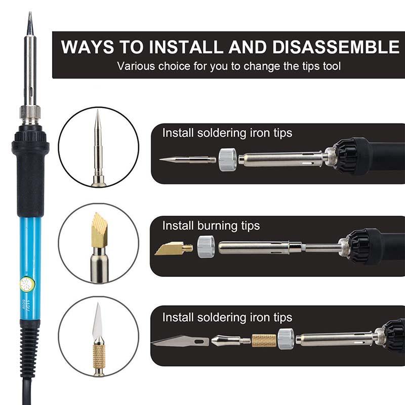 71pc 60W Adjustable Temperature Electric Soldering Pyrography Iron Set Welding Solder Station Heat Pencil Repair Tools Kit Woodwork