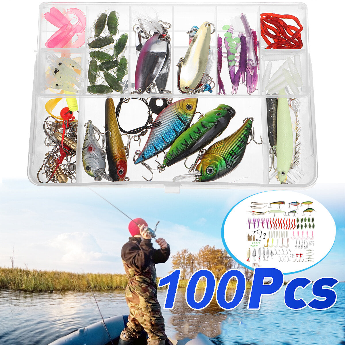 100pcs Simulation Bait Set Freshwater Fishing And Sea Fishing Universal Fishing Lures Set