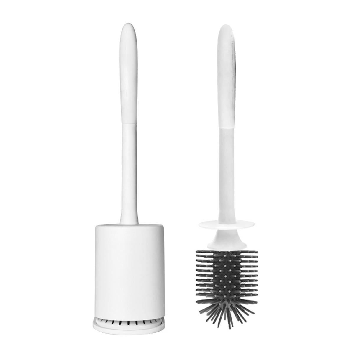 Toilet Brush And Holder Set Silicone & Antibacterial Bristles Bathroom Cleaning Brush Tool