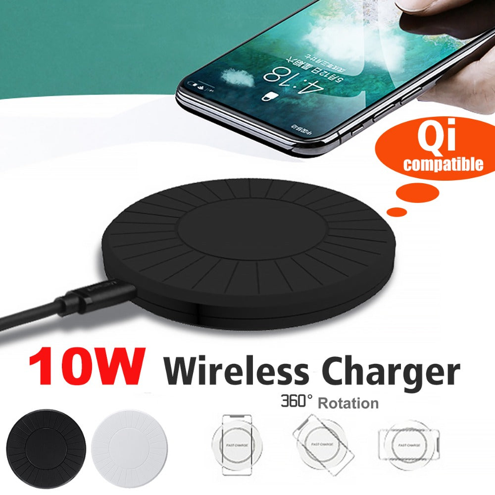 10W Wireless QI Fast Charger Stand for Samsung Galaxy Note 9 S8 S9 S10 iPhone X XS MAX 8 Plus