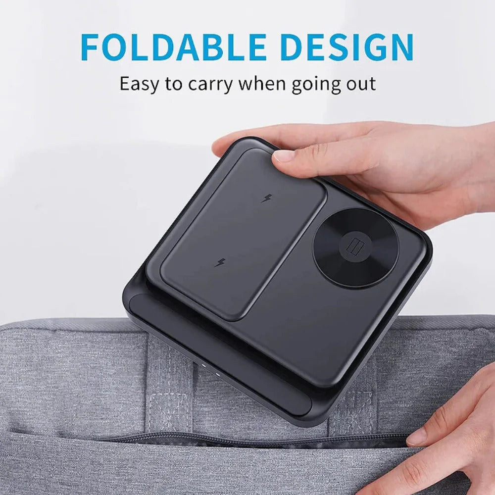 15W Fordable Wireless Charger Pad for iPhone, Samsung, Apple Watch, AirPods