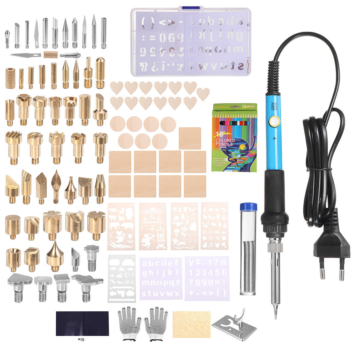 128Pcs 60W Electric Soldering Iron Kit Engraving Pen Wood Burning Pyrography Craft Tool