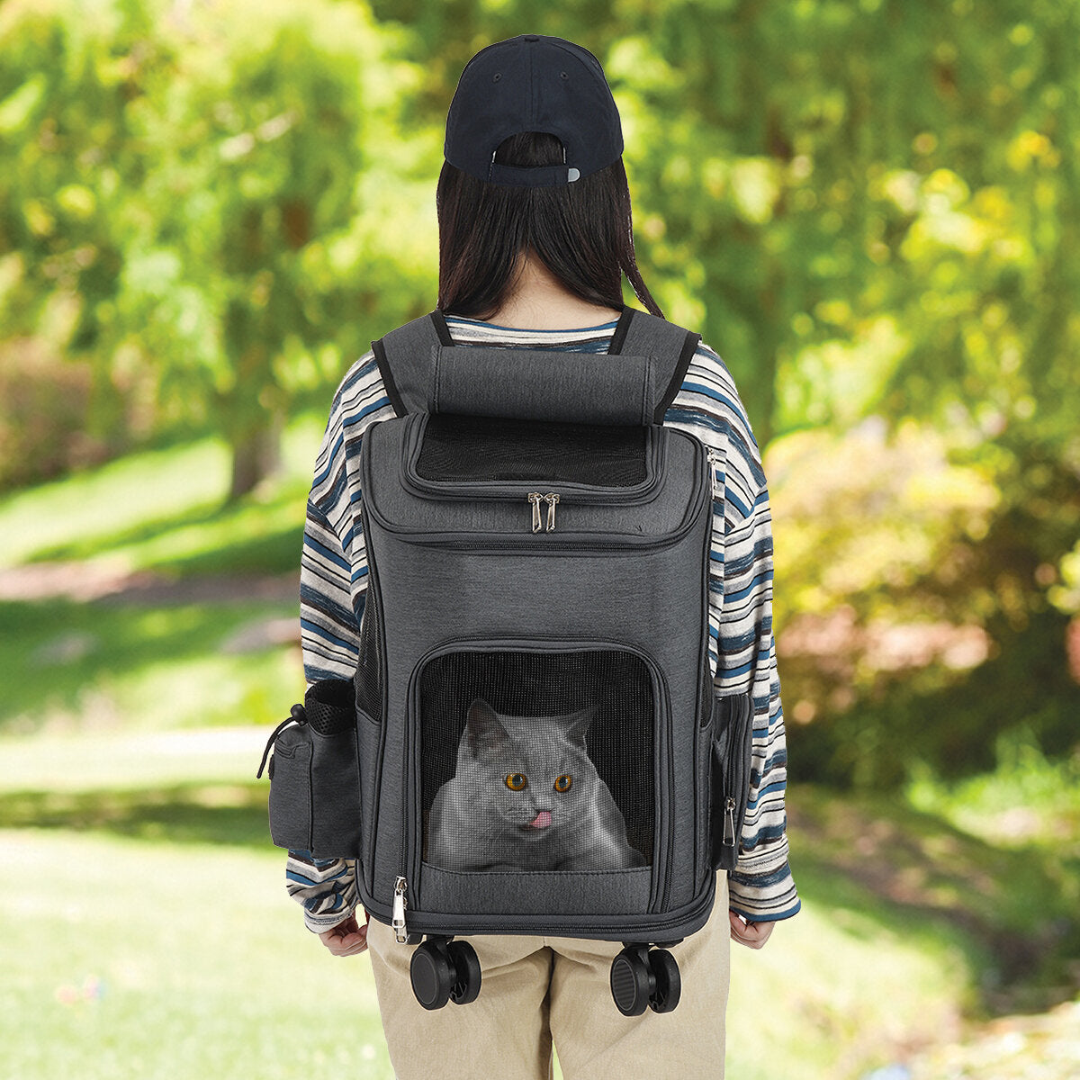 Pet Stroller Dog Rolling Wheeled Dog Cat Puppy Carrier Backpack Travel