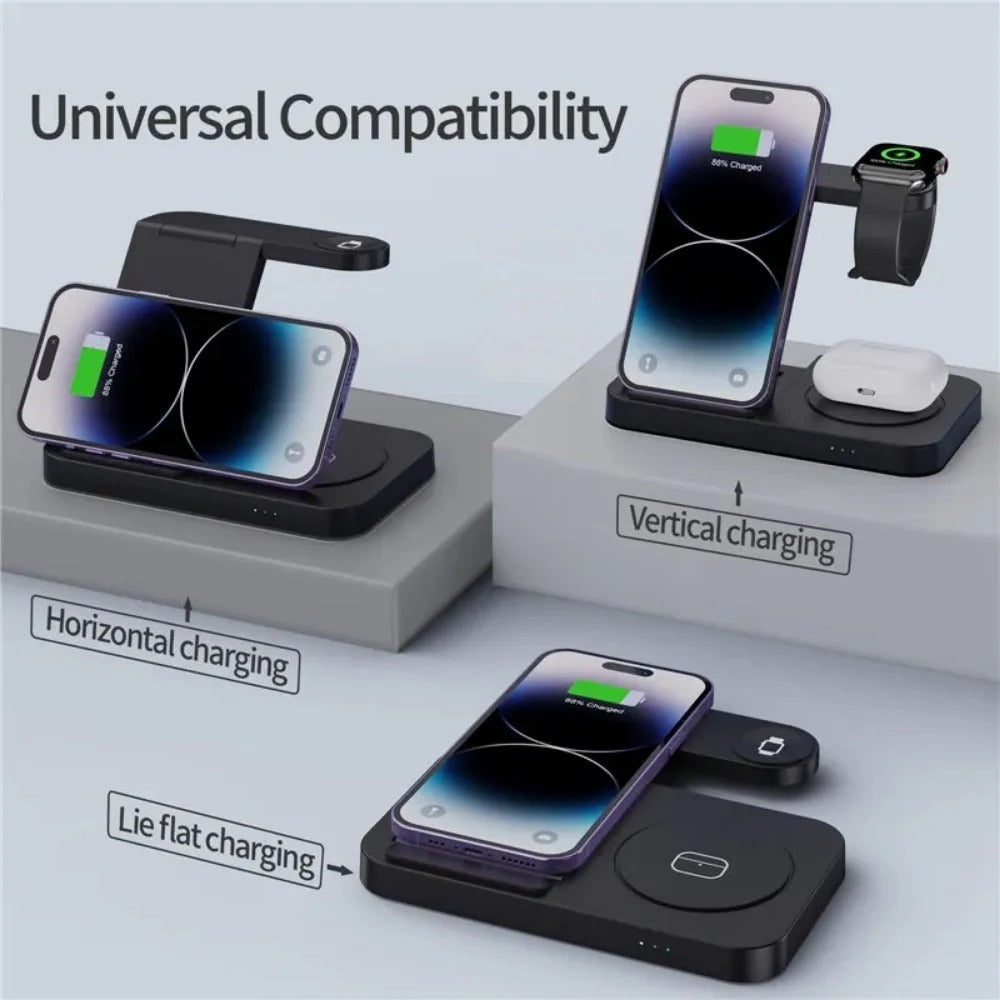 4-in-1 Wireless Charger Stand for iPhone, Samsung, Galaxy Watch - Fast Charging Dock