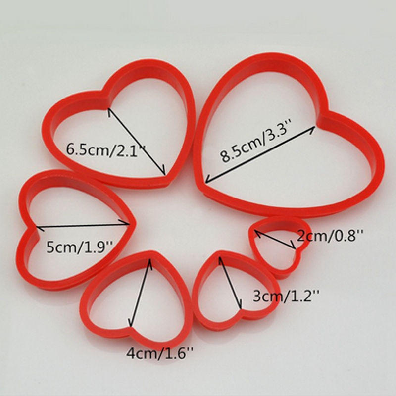 6pcs/set Heart Shaped plastic Cake mold cookie cutter biscuit stamp Sugarcraft cake decorations