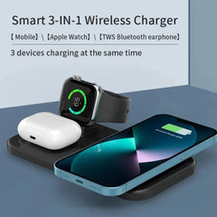 3-in-1 15W Wireless Charger Stand: Fast Charging for iPhone, Apple Watch, Earphones