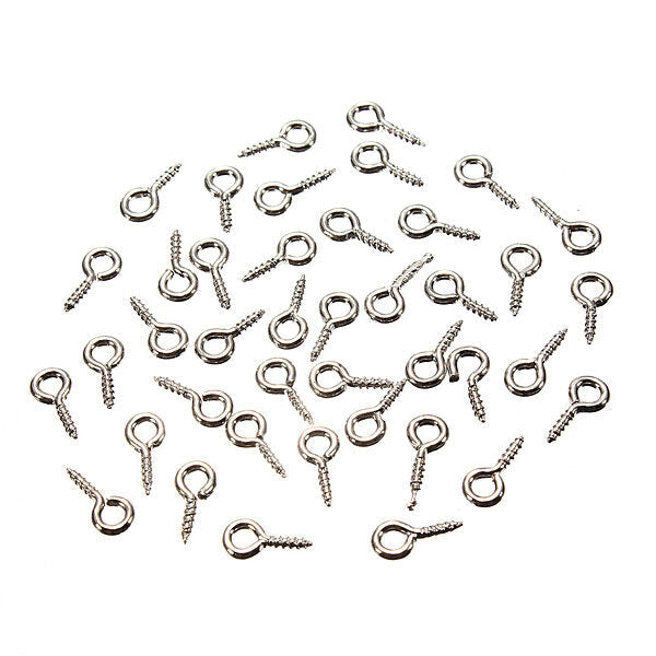 100pcs Mini Eye Pins Eyepins Hooks Eyelets Screw Threaded Peg 8x3.5mm