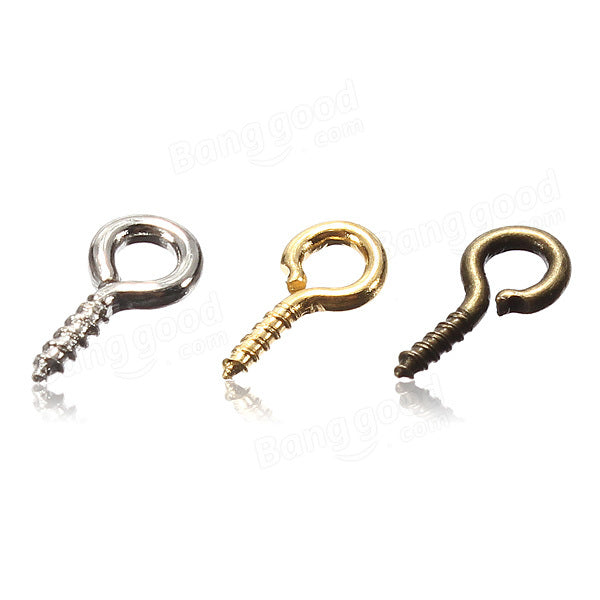 100pcs Mini Eye Pins Eyepins Hooks Eyelets Screw Threaded Peg 8x3.5mm