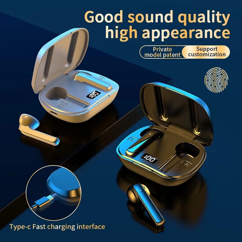 TWS Wireless bluetooth Earphones V5.0 Stereo Digital Display Bluetooth Headphones Touch Control Noise Reduction Mini