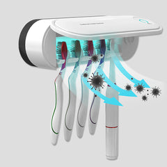 2-in1 UV Toothbrush Sterilizer Holder Wall Mounted 5 Toothbrush Holder and Drying Function Automatic  Antibacteria Cleaner