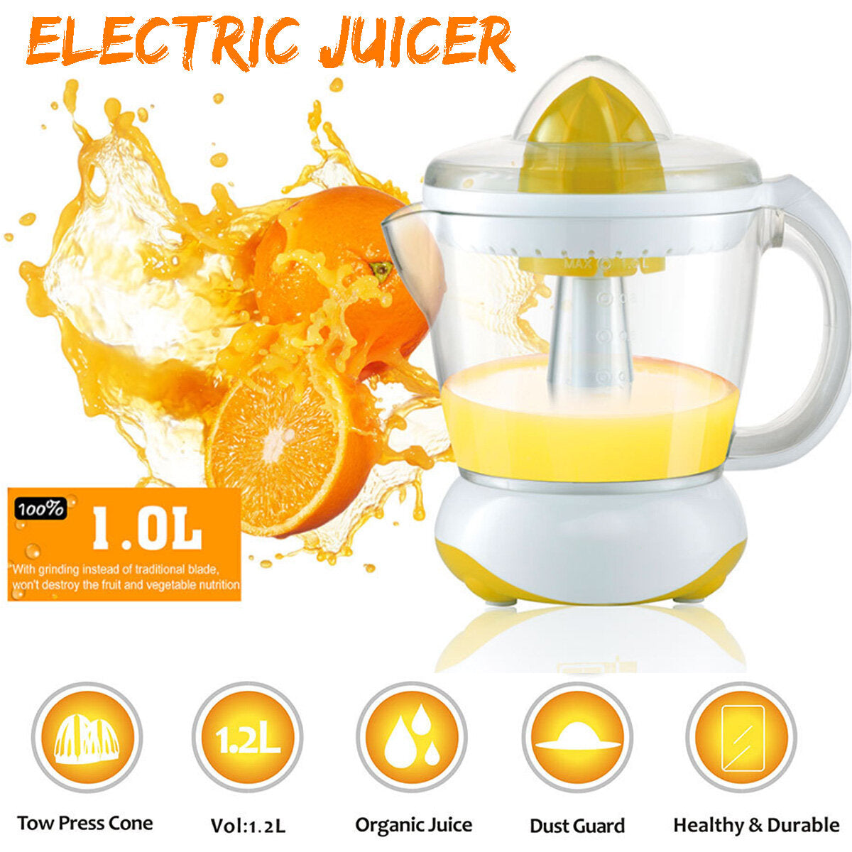 Orange Lemon Electric Juicer Fruit Quick Juicing,1.0L 40W 220V