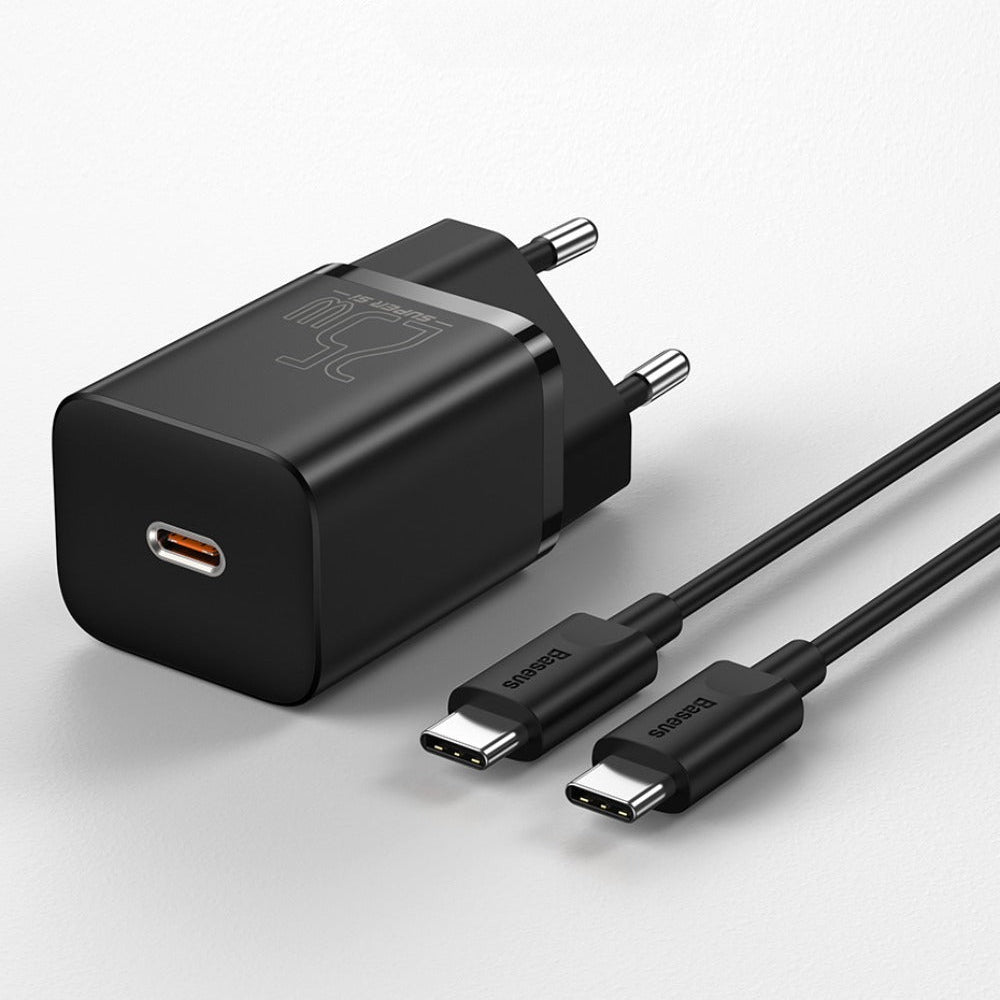 25W USB-C PD3.0 QC3.0 Fast Charger with 1M Type-C Cable - EU Plug