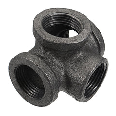 1/2" 3/4" 1" 4 Way Pipe Fitting Malleable Iron Black Side Outlet Tee Female Tube Connector