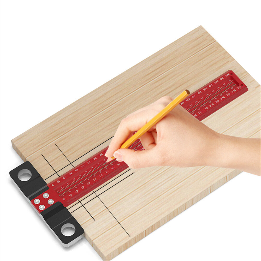 T Ruler Woodworking Scriber Parallel/Vertical Line Drawing Tool with T-Shaped Hole Marking Ruler