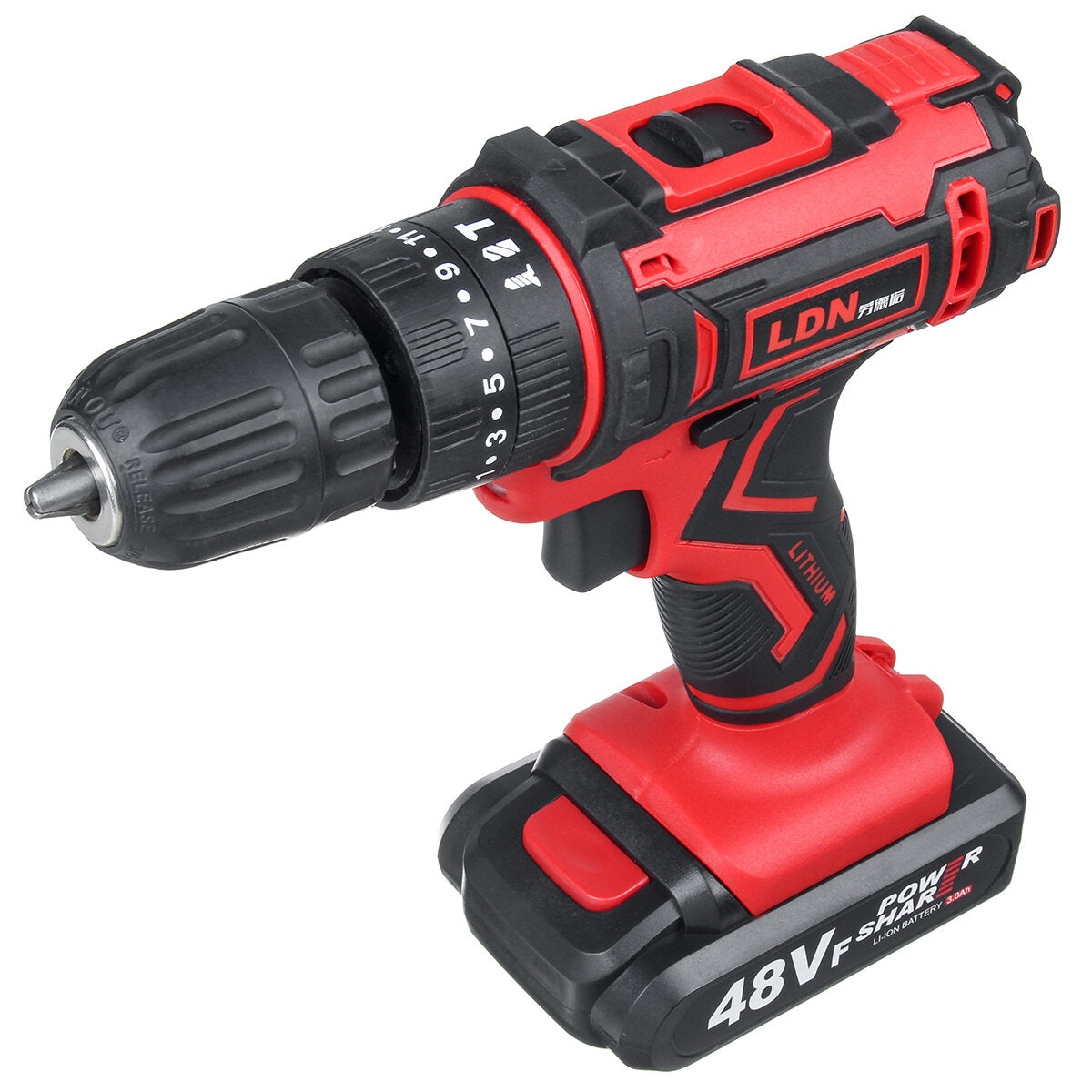 48VF Cordless Electric Impact Drill Rechargeable Drill Screwdriver W/ 1 or 2 Li-ion Battery