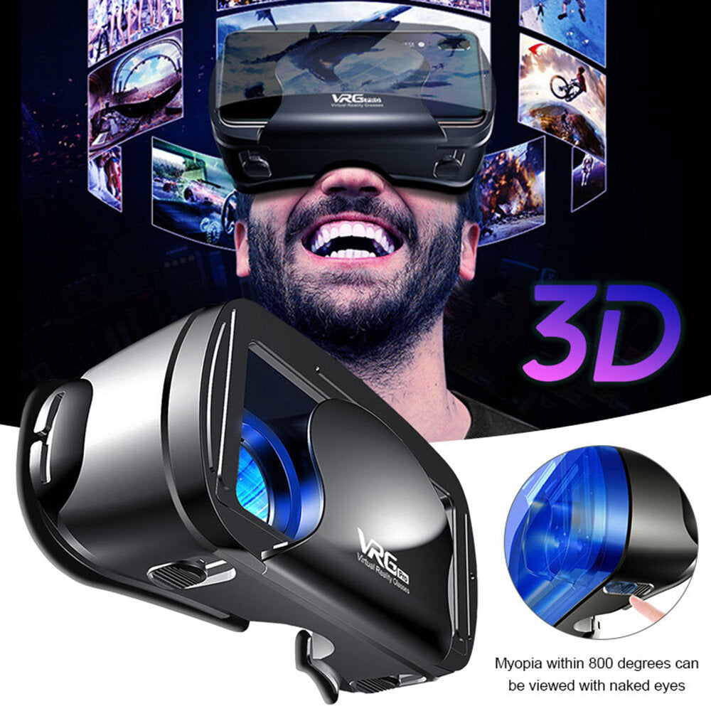 3D VR Glasses Virtual Reality Full Screen Visual Wide-Angle VR Glasses For 5.0-7.0 Inch Smart Phones For iPhone XS 11Pro Huawei P30 P40 Pro Mi10